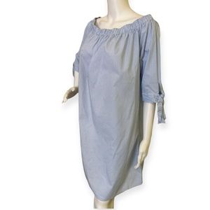 Pinstriped Off Shoulder Dress